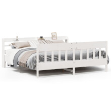 vidaXL Bed Frame with Headboard Bed Base White 200x200 cm Solid Wood Pine