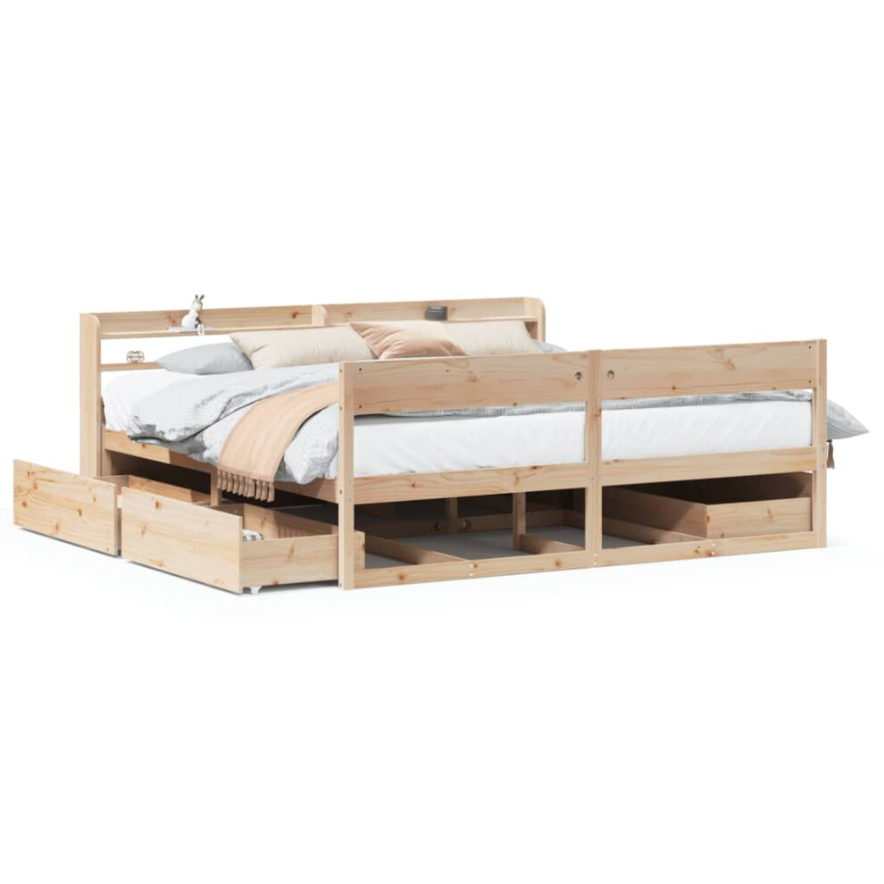 vidaXL Bed Frame without Mattress Bed Base Bedstead 200x200 cm Solid Wood Pine