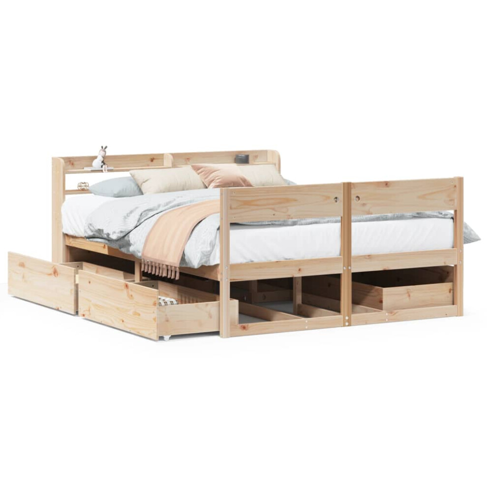 Vidaxl Bed Frame Without Mattress Bed 150X200 Cm King Size Solid Wood Pine