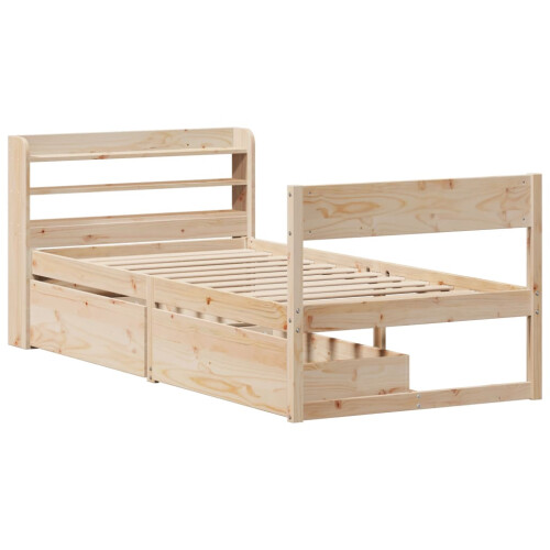 VidaXL vidaXL Bed Frame without Mattress Bed 75x190 cm Small Single Solid Wood Pine 2