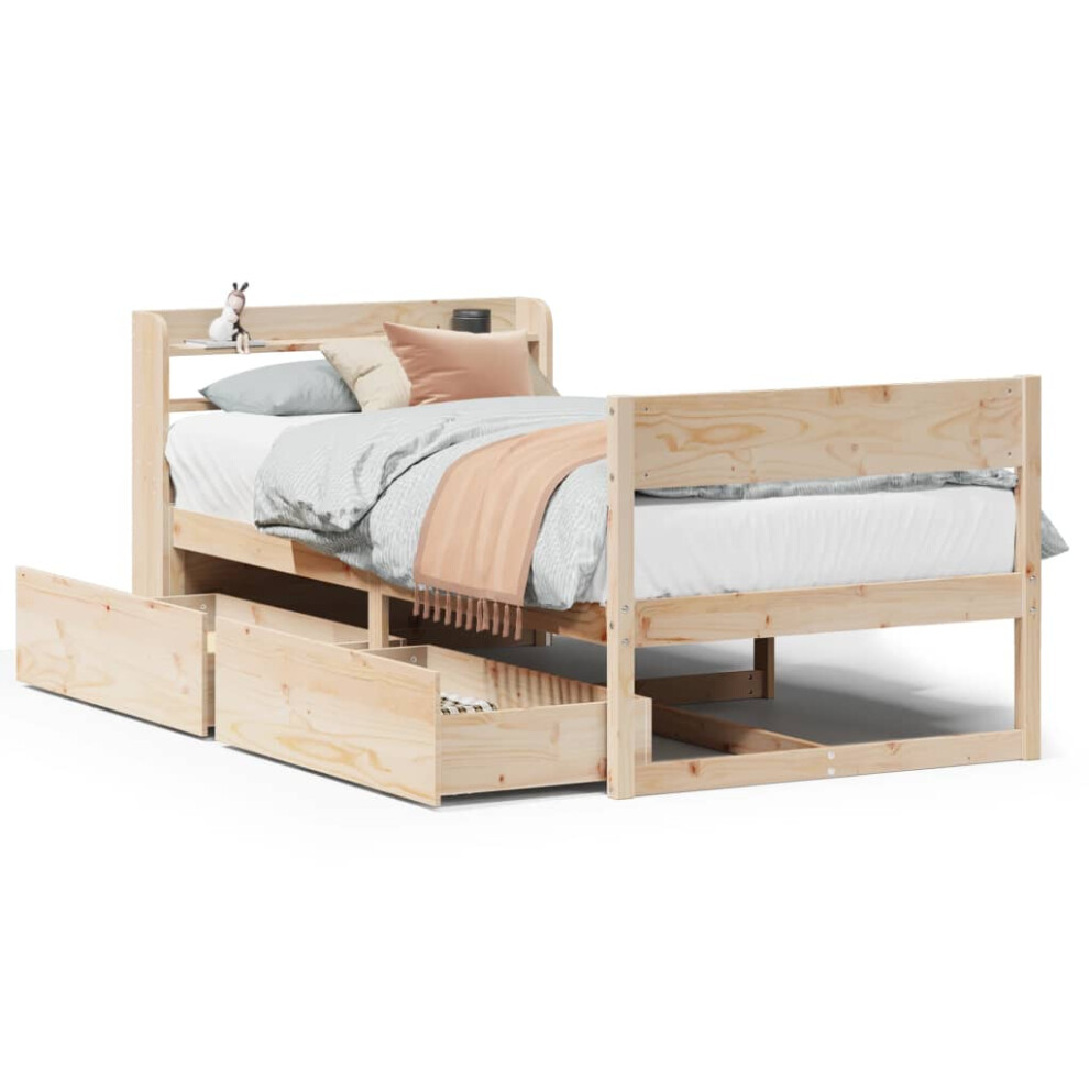 vidaXL Bed Frame without Mattress Bed 75x190 cm Small Single Solid Wood Pine