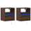 VidaXL vidaXL Wall-mounted Bedside Cabinets with LED Lights Bed Table 2 pcs Brown Oak 3
