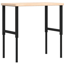 vidaXL Workbench Wooden Work Table Work Bench Tool Solid Wood Oak Rectangular