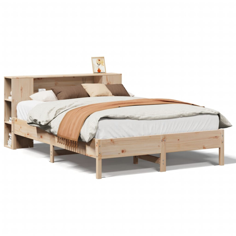 Vidaxl Bookcase Bed Without Mattress Bed Frame 150X200 Cm King Solid Wood Pine