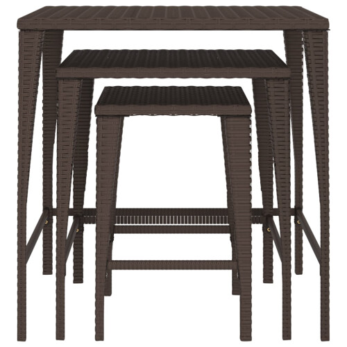 VidaXL vidaXL Garden Nesting Tables Side Table Coffee Table 3 pcs Brown Poly Rattan 2