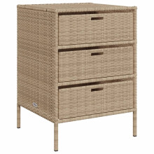 vidaXL Garden Storage Cabinet Outdoor Storage Box Cupboard Beige Poly Rattan
