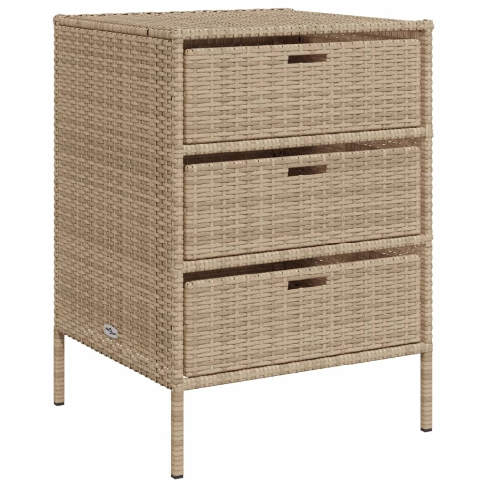 vidaXL Garden Storage Cabinet Outdoor Storage Box Cupboard Beige Poly Rattan