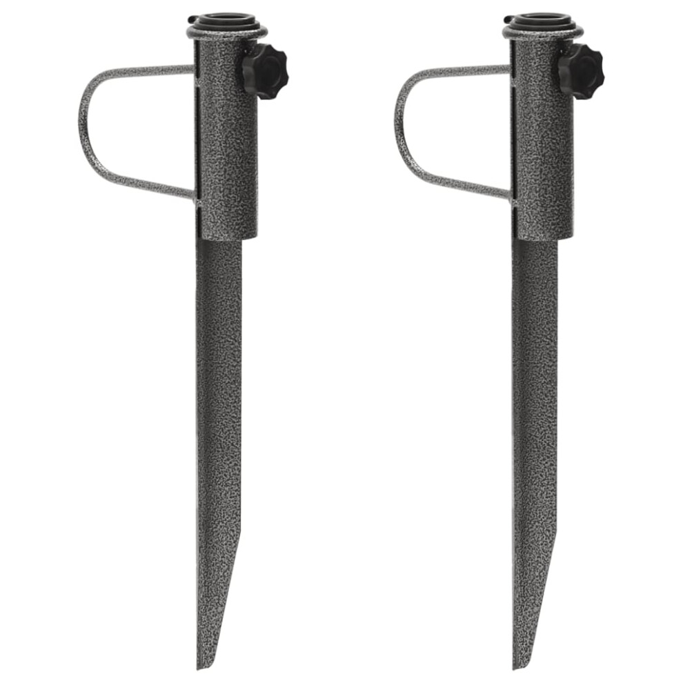 Vidaxl Parasol Stands With Spikes Lawn Umbrella Holder 2 Pcs Galvanised Steel