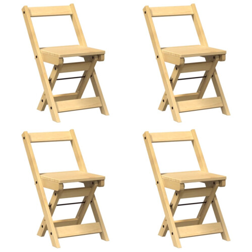 VidaXL vidaXL Dining Chairs Foldable Kitchen Chair 4 pcs Wax Brown Solid Wood Pine 1