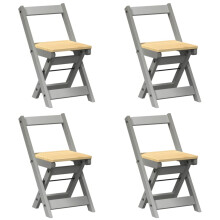 vidaXL Dining Chairs Foldable Kitchen Dinner Chair 4 pcs Grey Solid Wood Pine