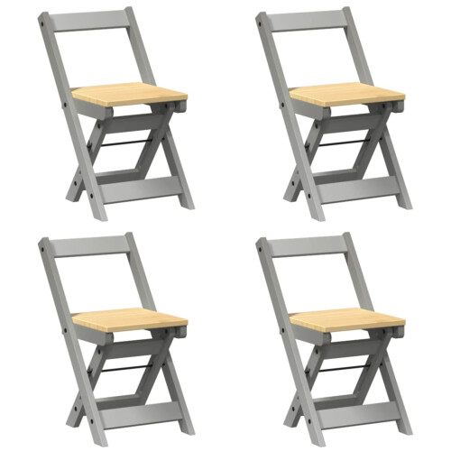 VidaXL vidaXL Dining Chairs Foldable Kitchen Dinner Chair 4 pcs Grey Solid Wood Pine