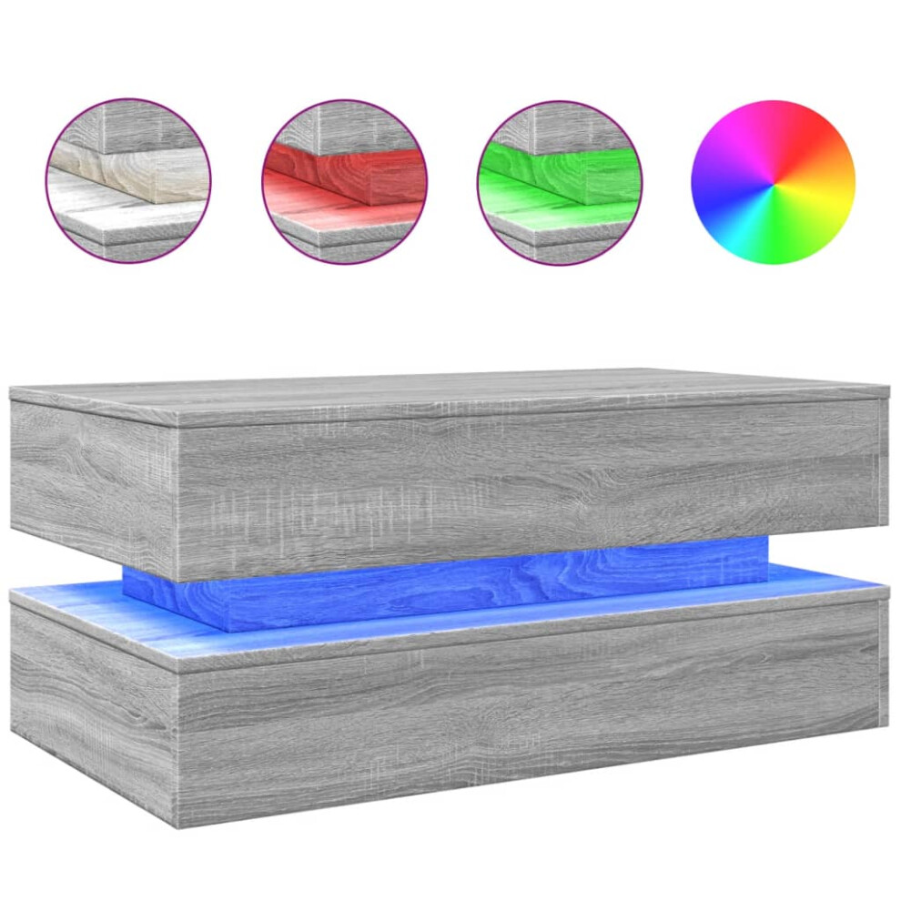 Vidaxl Coffee Table With Led Lights Hallway End Table Sofa Table Grey Sonoma