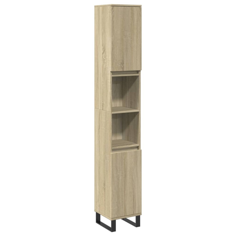 vidaXL Bathroom Cabinet Storage Cabinet Vanity Unit Sonoma Oak Engineered Wood