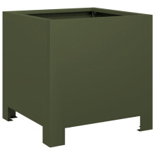 vidaXL Garden Planter Patio Flower Pot Outdoor Planter Box Olive Green Steel