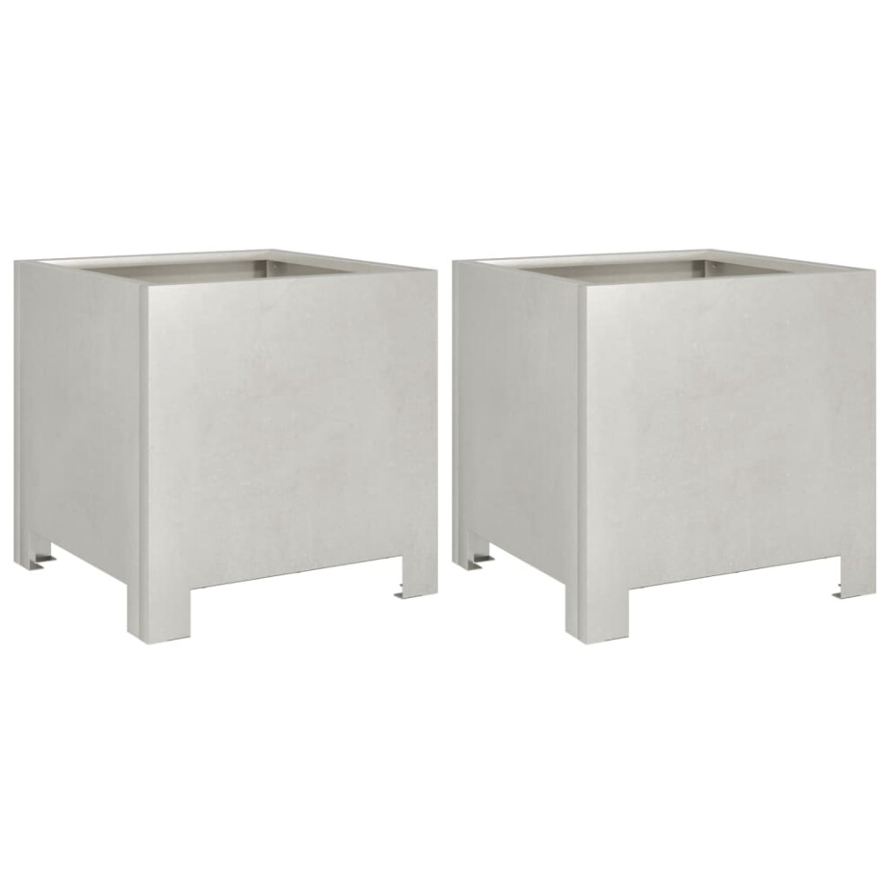 Vidaxl Garden Planters Flower Pot Outdoor Planter Box 2 Pcs Stainless Steel