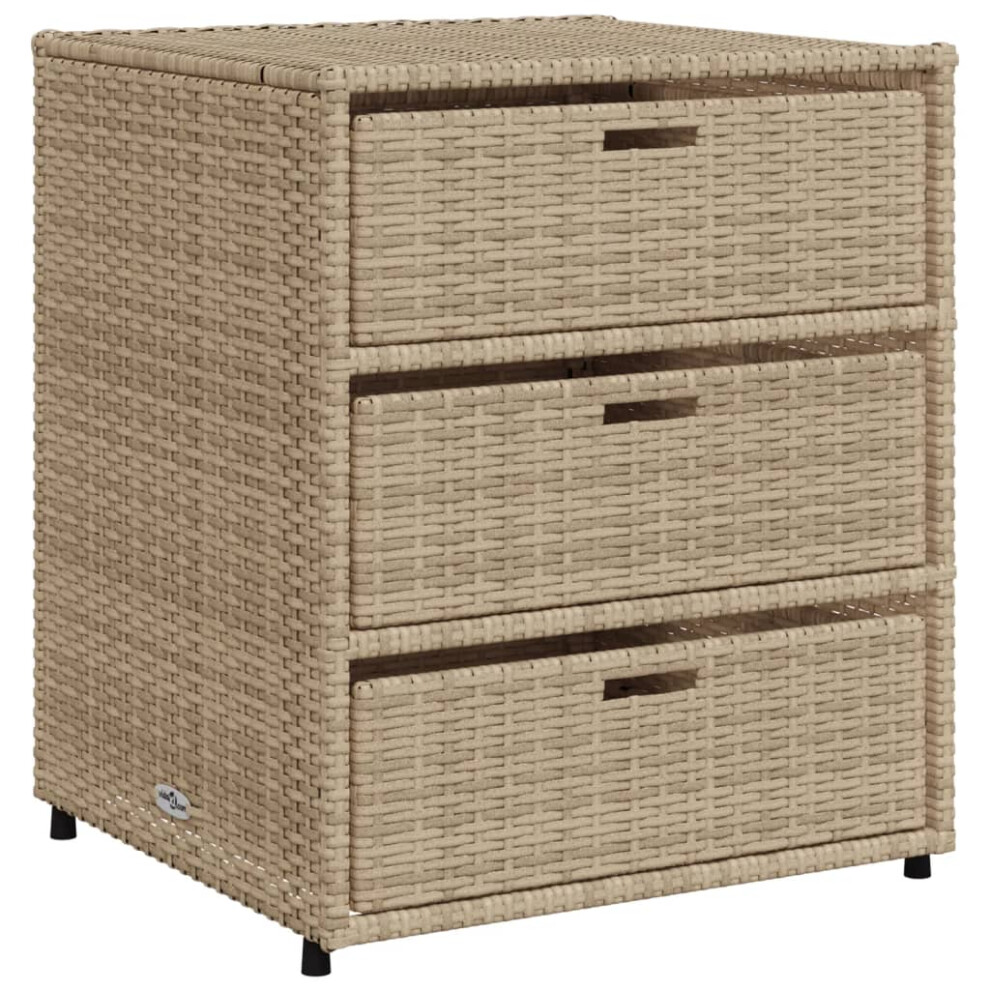 vidaXL Garden Storage Cabinet Outdoor Storage Box Cupboard Beige Poly Rattan