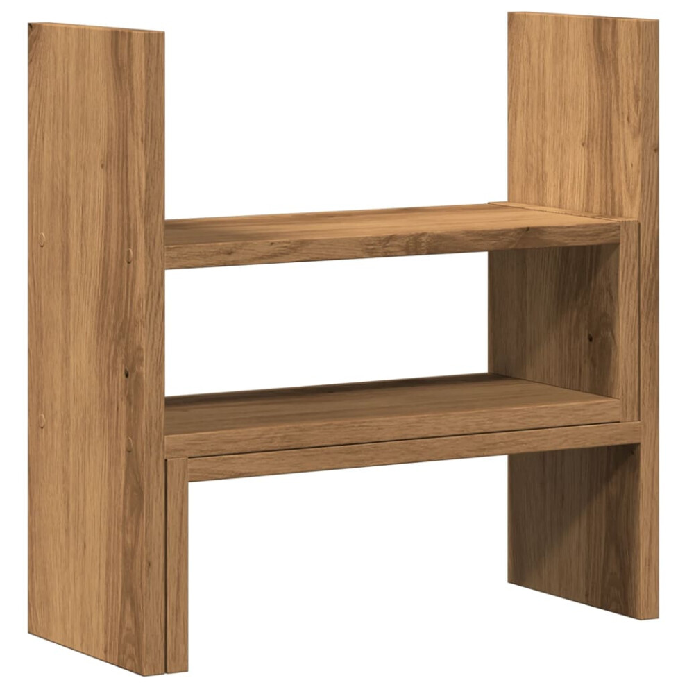 Vidaxl Desk Organiser Adjustable Desktop Shelf Artisian Oak Engineered Wood
