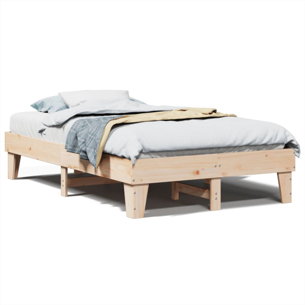 vidaXL Bed Frame without Mattress 120x190 cm Small Double Solid Wood Pine