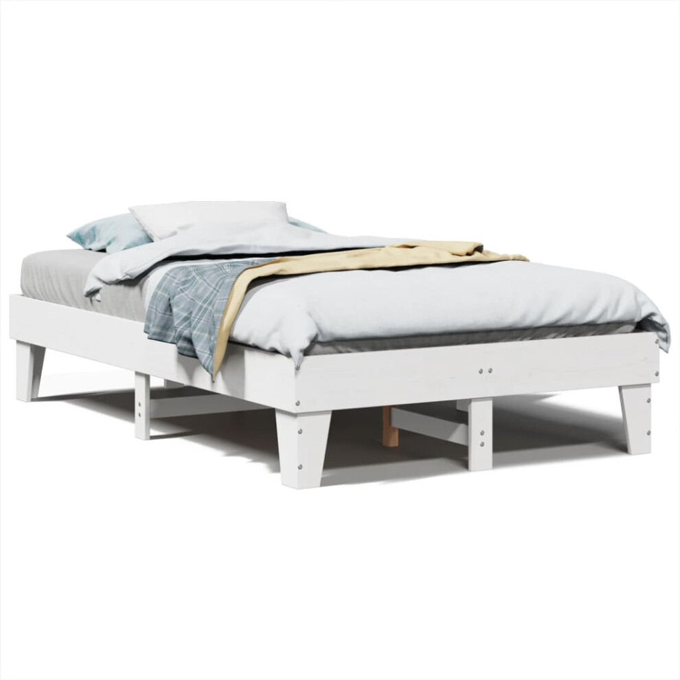 vidaXL Bed Frame without Mattress White 135x190 cm Double Solid Wood Pine