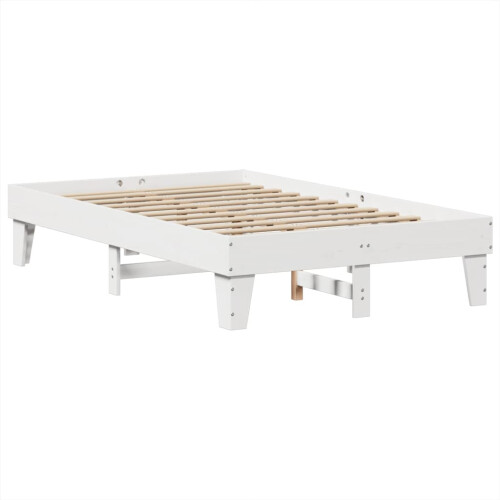VidaXL vidaXL Bed Frame without Mattress White 135x190 cm Double Solid Wood Pine 2