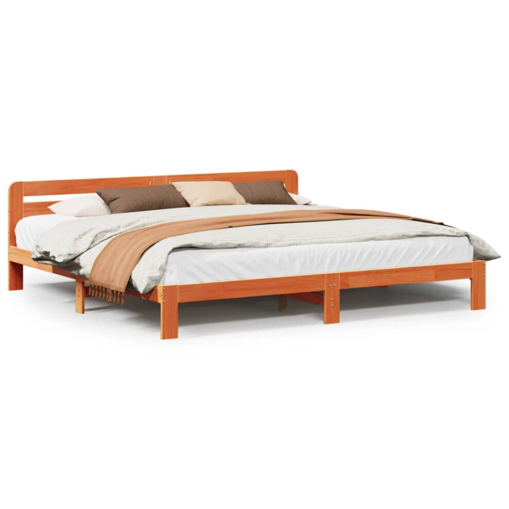 vidaXL Bed Frame without Mattress Bed Wax Brown 200x200 cm Solid Wood Pine