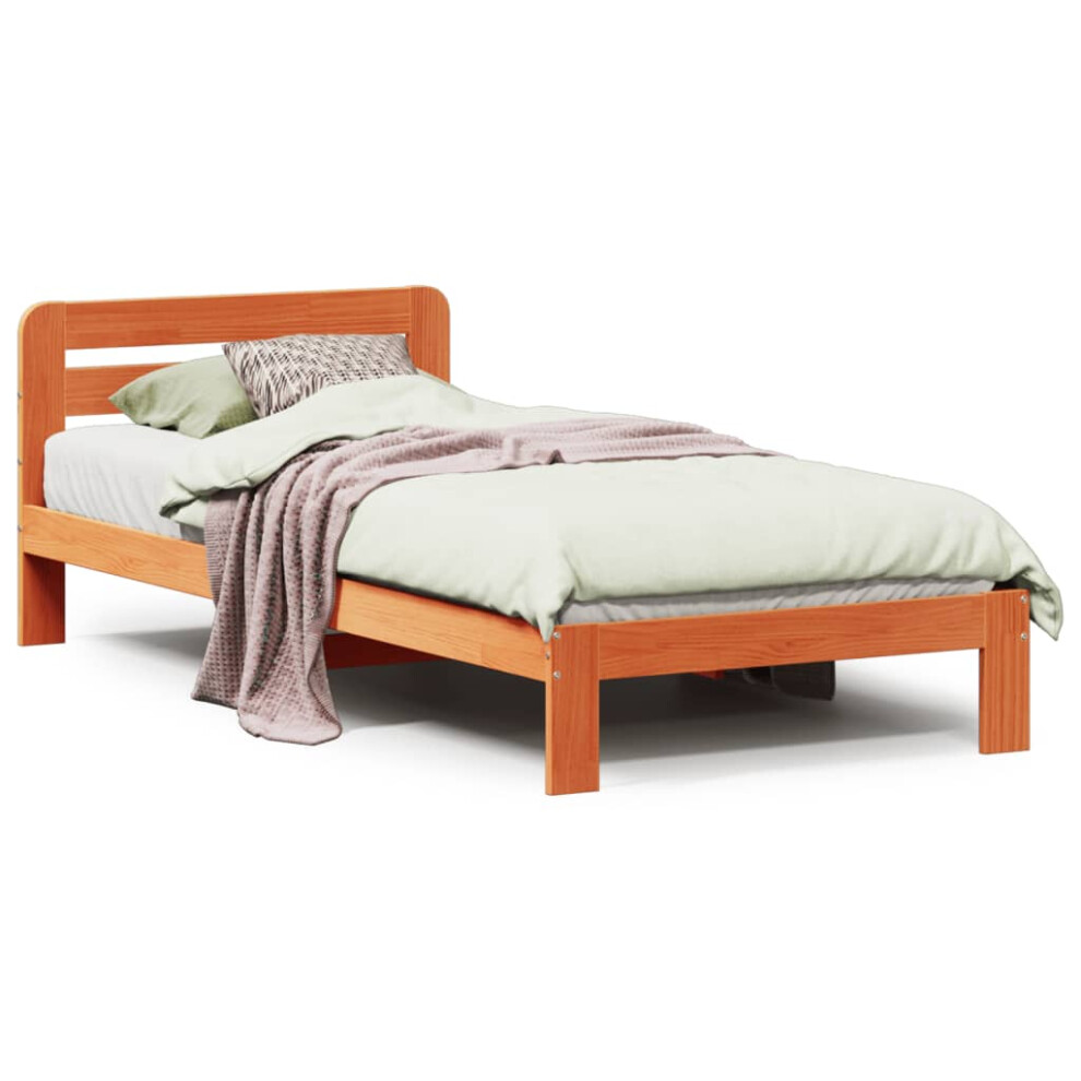 vidaXL Bed Frame without Mattress Bed Wax Brown Small Single Solid Wood Pine