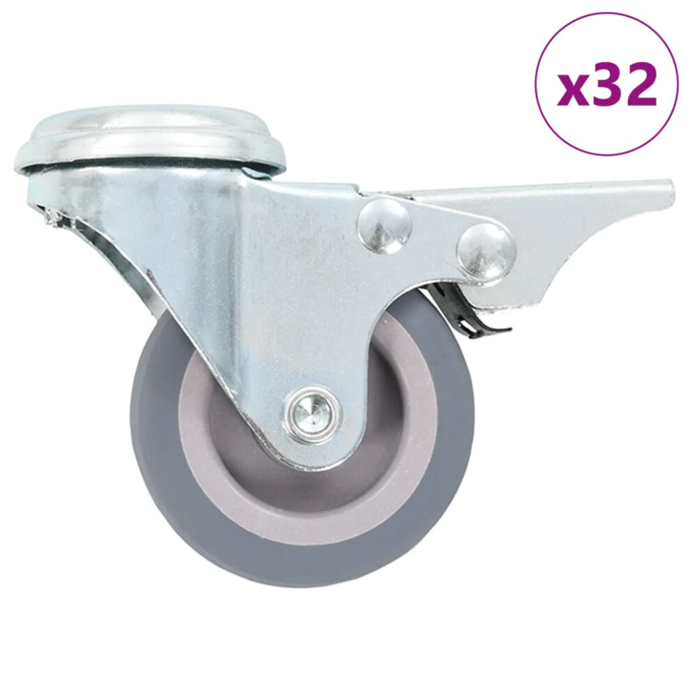 vidaXL 32x Bolt Hole Swivel Casters with Double Brakes 50mm Trolley Wheels