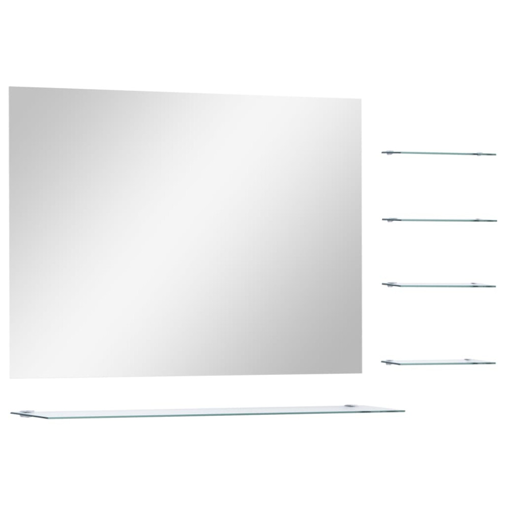 vidaXL Wall Mirror with 5 Shelves Silver 80x60cm Bathroom Makeup Vanity Decor