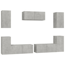 vidaXL TV Cabinet Set 7 Piece Concrete Grey Engineered Wood TV Unit Sideboard