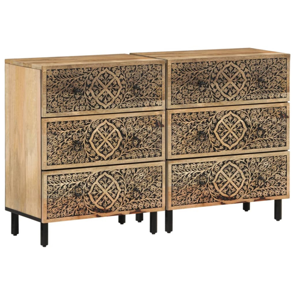 Vidaxl Side Cabinets Storage Cabinet Cupboard Sideboard 2 Pcs Solid Wood Mango