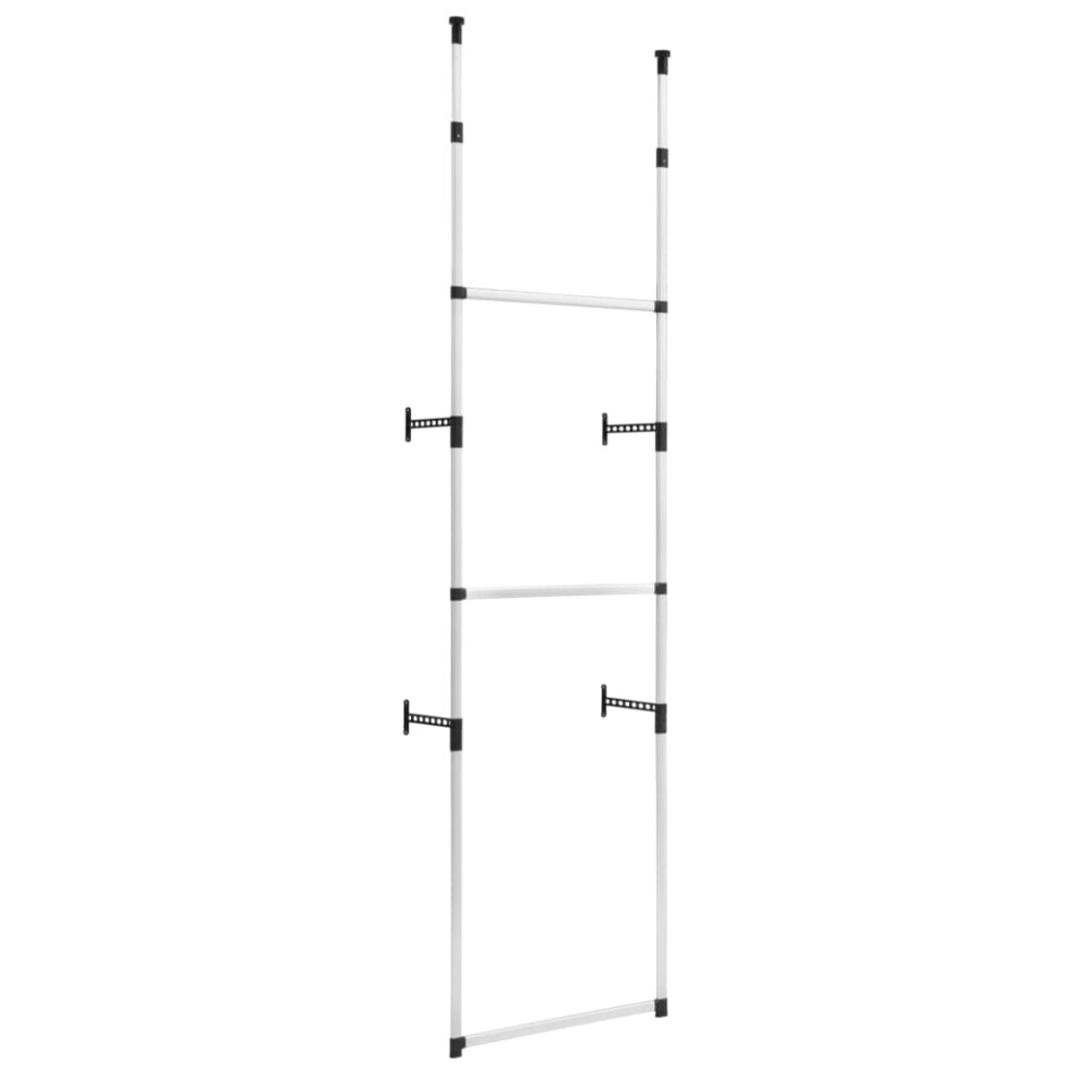 Vidaxl Telescopic Wardrobe System With Rods Aluminium Clothes Storage Rack