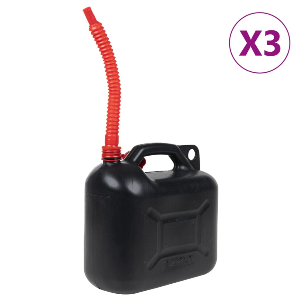 vidaXL Fuel Can with Flexible Spout Petrol Jerry Can 3 pcs Black 10 L Plastic