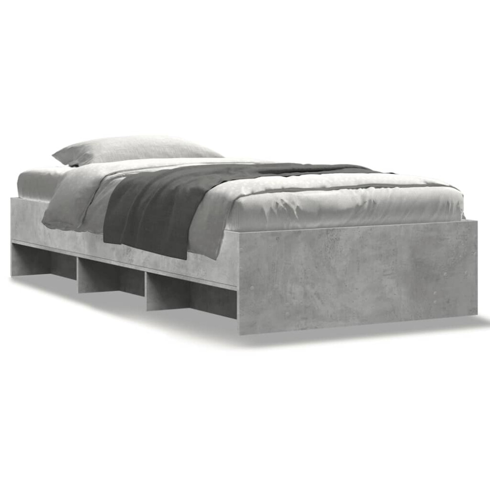 vidaXL Bed Frame Bed Concrete Grey 75x190 cm Small Single Engineered Wood