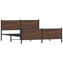 vidaXL Metal Bed Frame with Headboard and Footboard Bed Brown Oak 200x200 cm