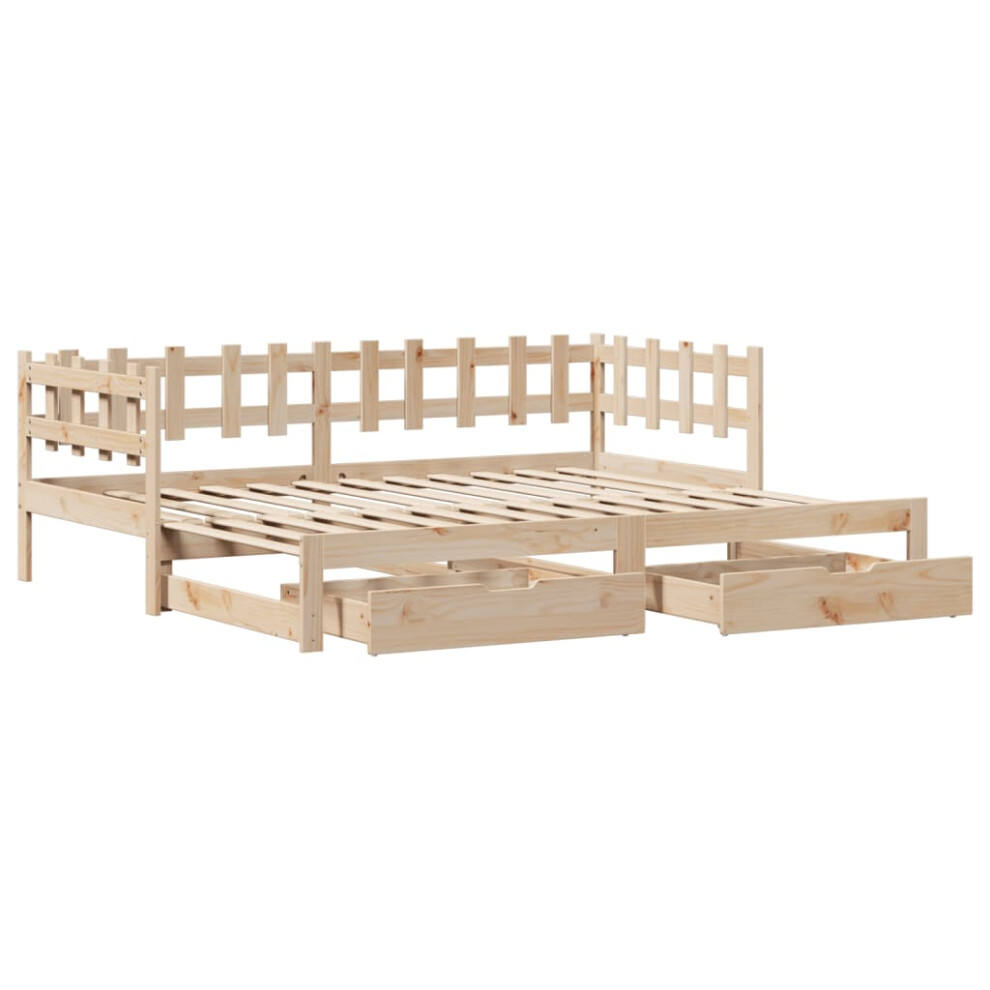 vidaXL Daybed with Trundle and Drawers Sofa Bed 90x190 cm Solid Wood Pine