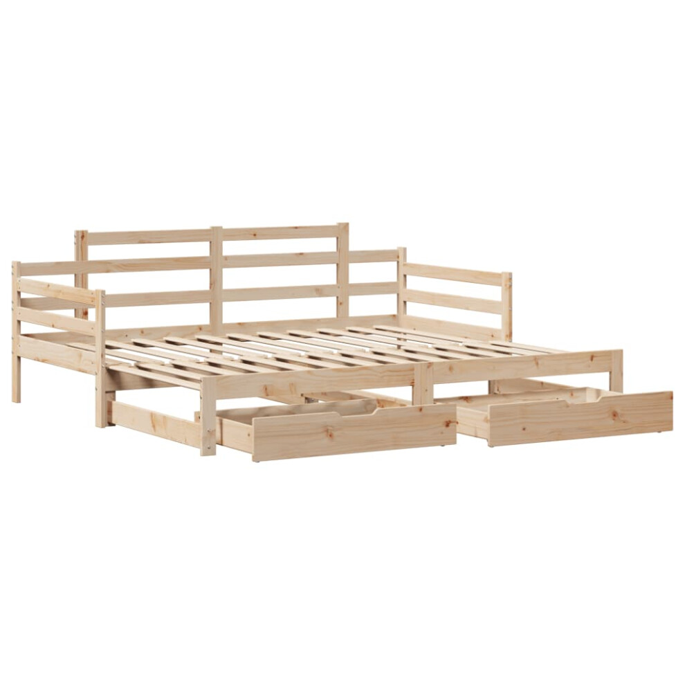 vidaXL Daybed with Trundle and Drawers Sofa Bed 90x190 cm Solid Wood Pine