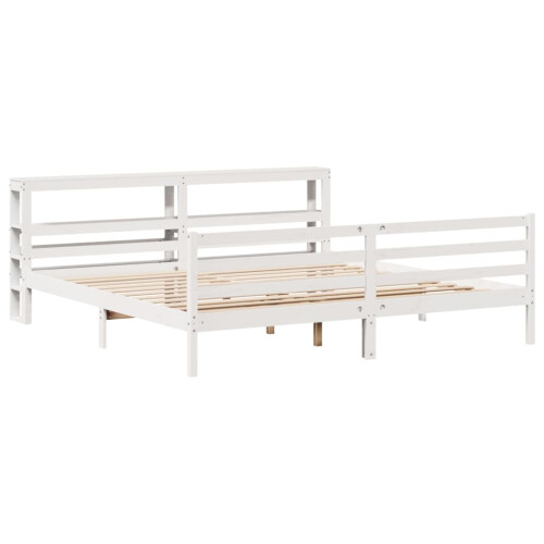 VidaXL vidaXL Bed Frame with Headboard Bed Base White 200x200 cm Solid Wood Pine 2