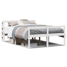 vidaXL Senior Bed with Headboard Bed Frame White 120x190 cm Solid Wood Pine