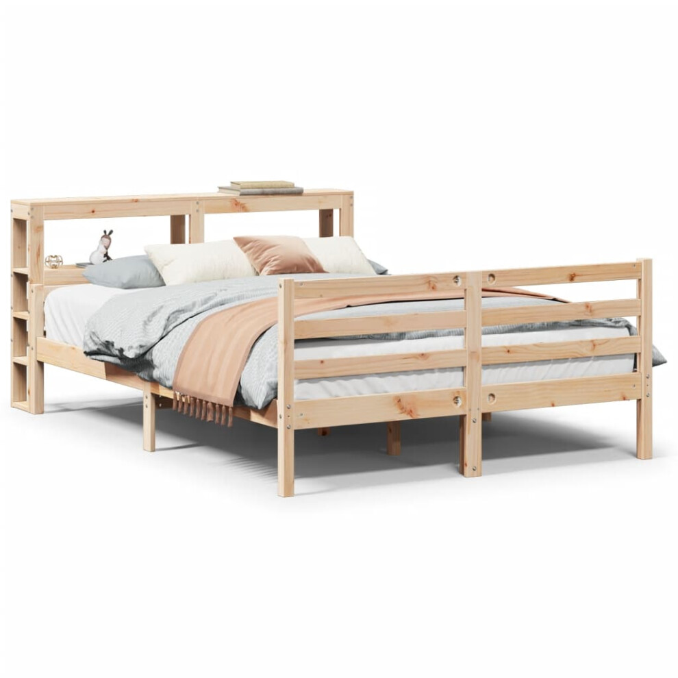 vidaXL Bed Frame with Headboard Bed Base 150x200 cm King Size Solid Wood Pine