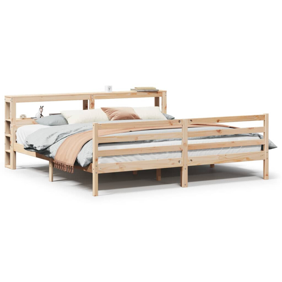 Vidaxl Bed Frame With Headboard Bed Base Bedstead 200X200 Cm Solid Wood Pine