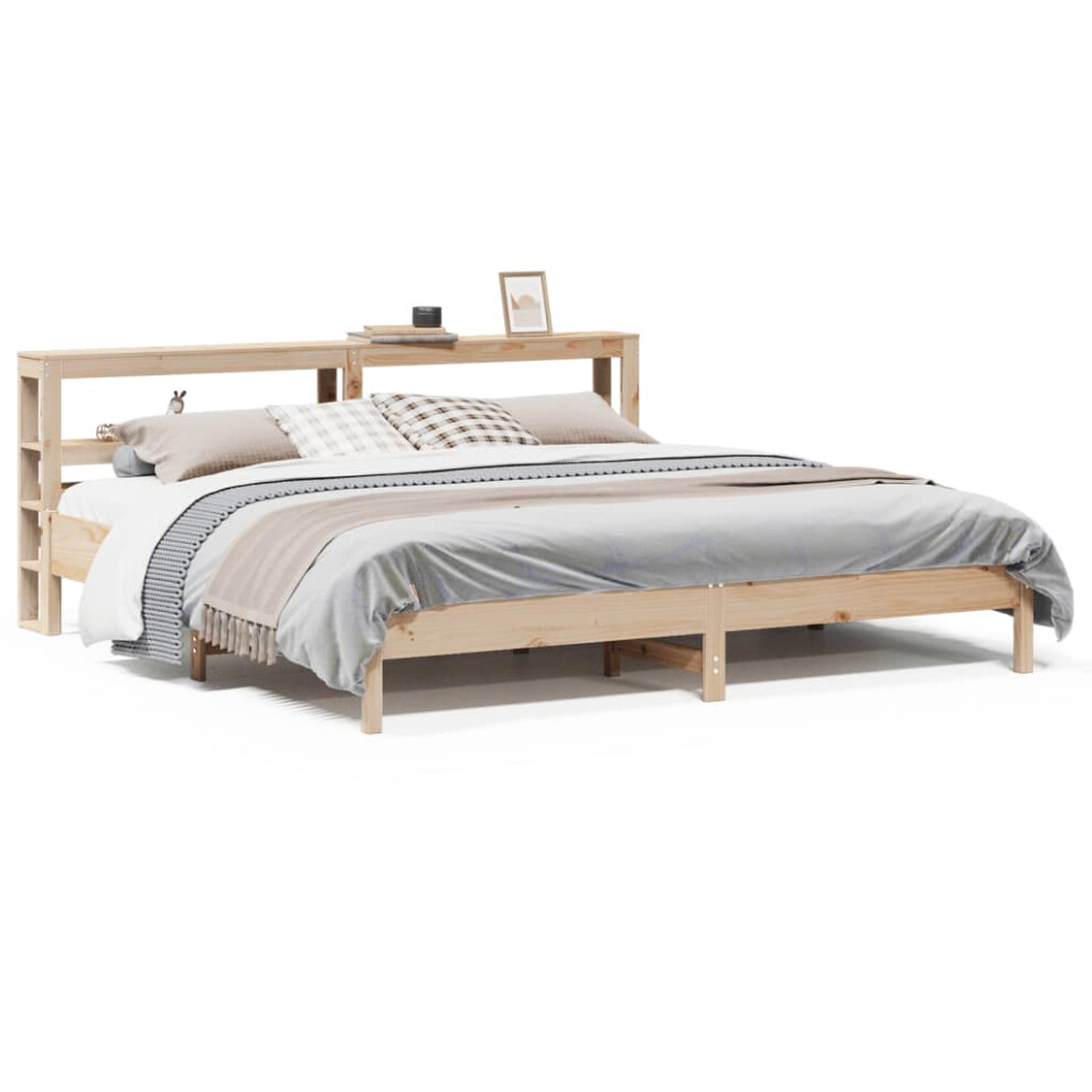 vidaXL Bed Frame with Headboard Bed 180x200 cm Super King Solid Wood Pine