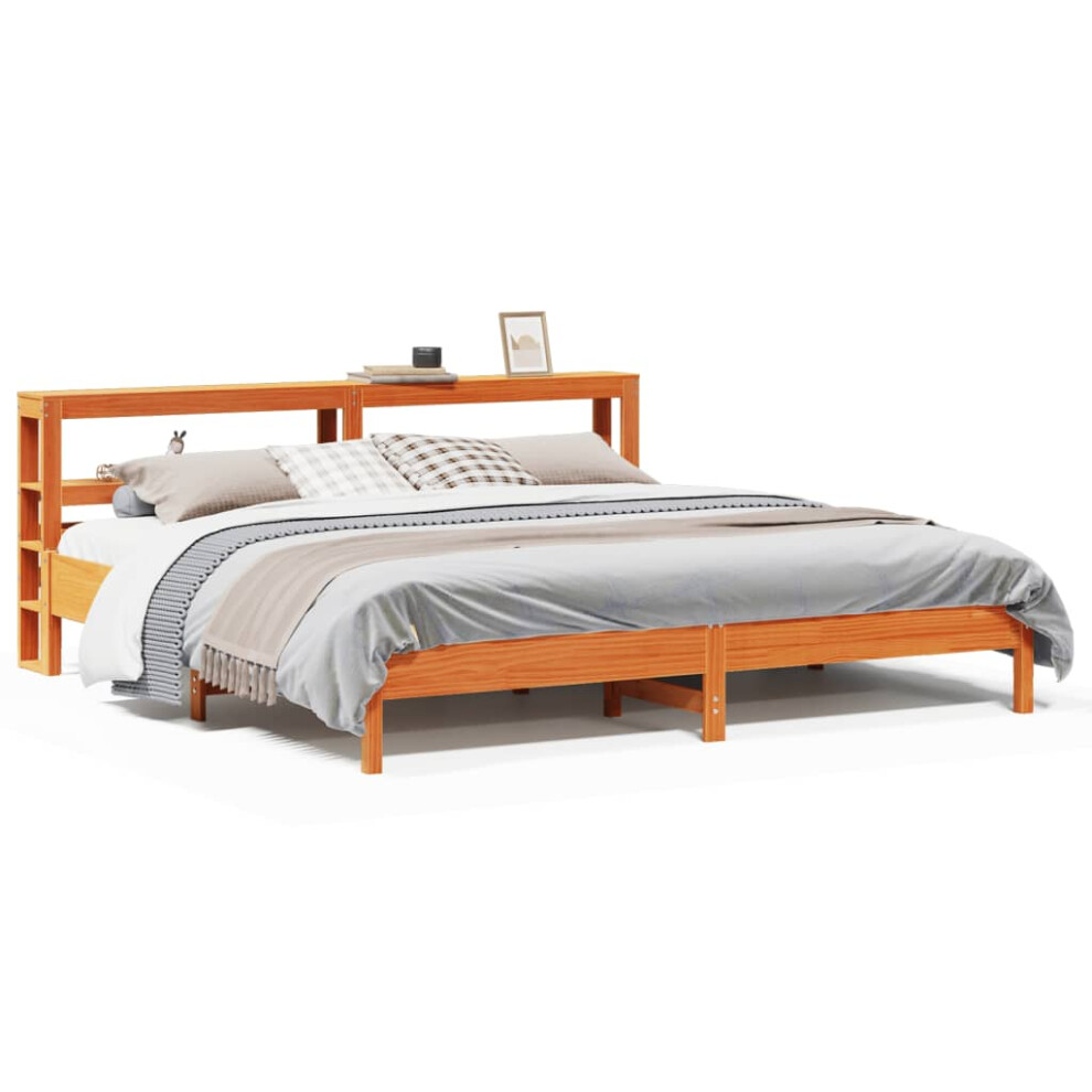 vidaXL Bed Frame With Headboard Bed Base Wax Brown 200x200 Cm Solid Wood Pine