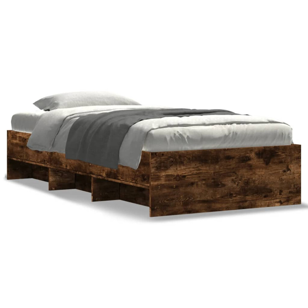 Vidaxl Bed Frame Bed Base Bedstead Smoked Oak 90X190 Cm Single Engineered Wood