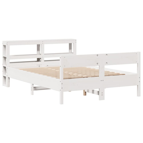 VidaXL vidaXL Bed Frame with Headboard White 150x200 cm King Size Solid Wood Pine