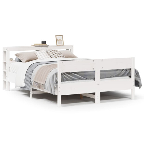 VidaXL vidaXL Bed Frame with Headboard Bed Base White 120x200 cm Solid Wood Pine