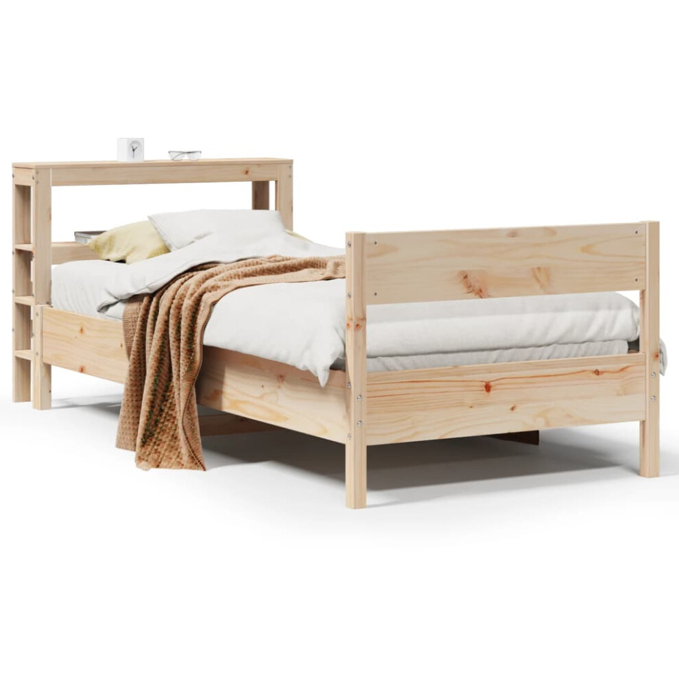 vidaXL Bed Frame with Headboard Bed Base Bedstead 100x200 cm Solid Wood Pine