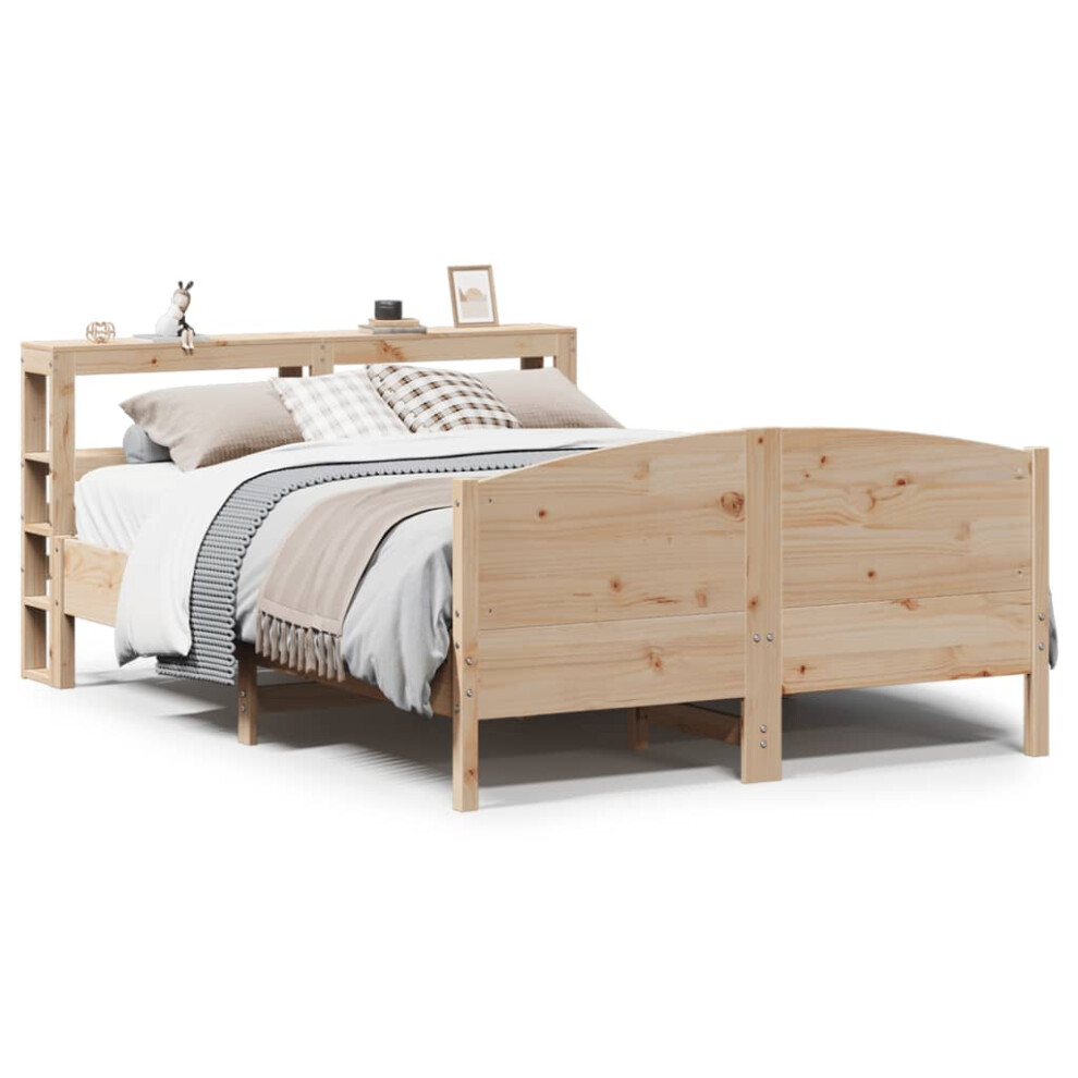 vidaXL Bed Frame with Headboard Bed 120x190 cm Small Double Solid Wood Pine