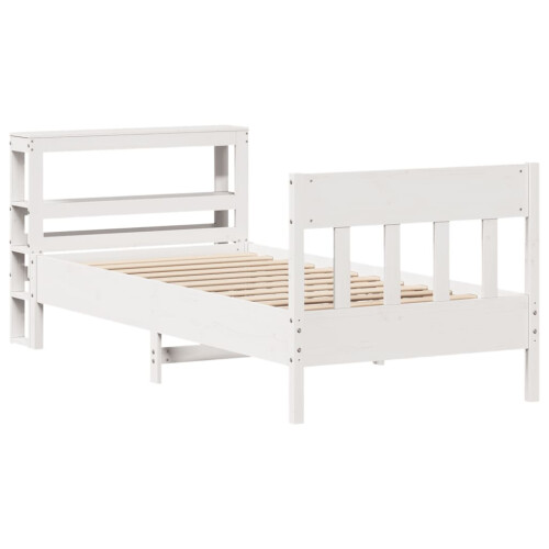 VidaXL vidaXL Bed Frame with Headboard White 75x190 cm Small Single Solid Wood Pine 2