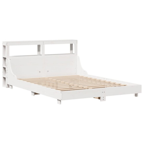 VidaXL vidaXL Bed Frame with Headboard White 150x200 cm King Size Solid Wood Pine 2