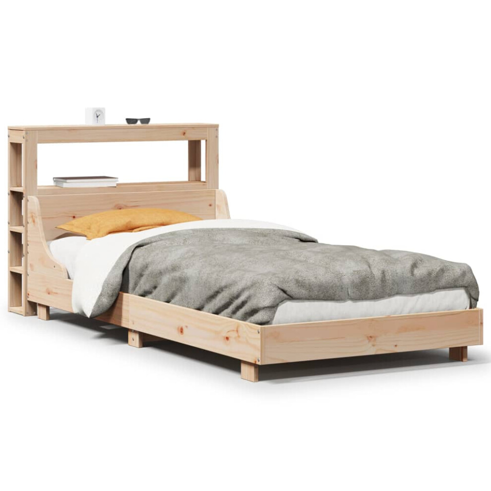 vidaXL Bed Frame with Headboard Bed Base 90x190 cm Single Solid Wood Pine